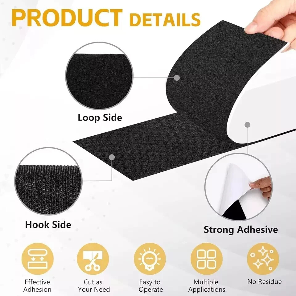 30Ft x 1 Inch Hook and Loop Strips with Adhesive - Heavy Duty Double Rolls
