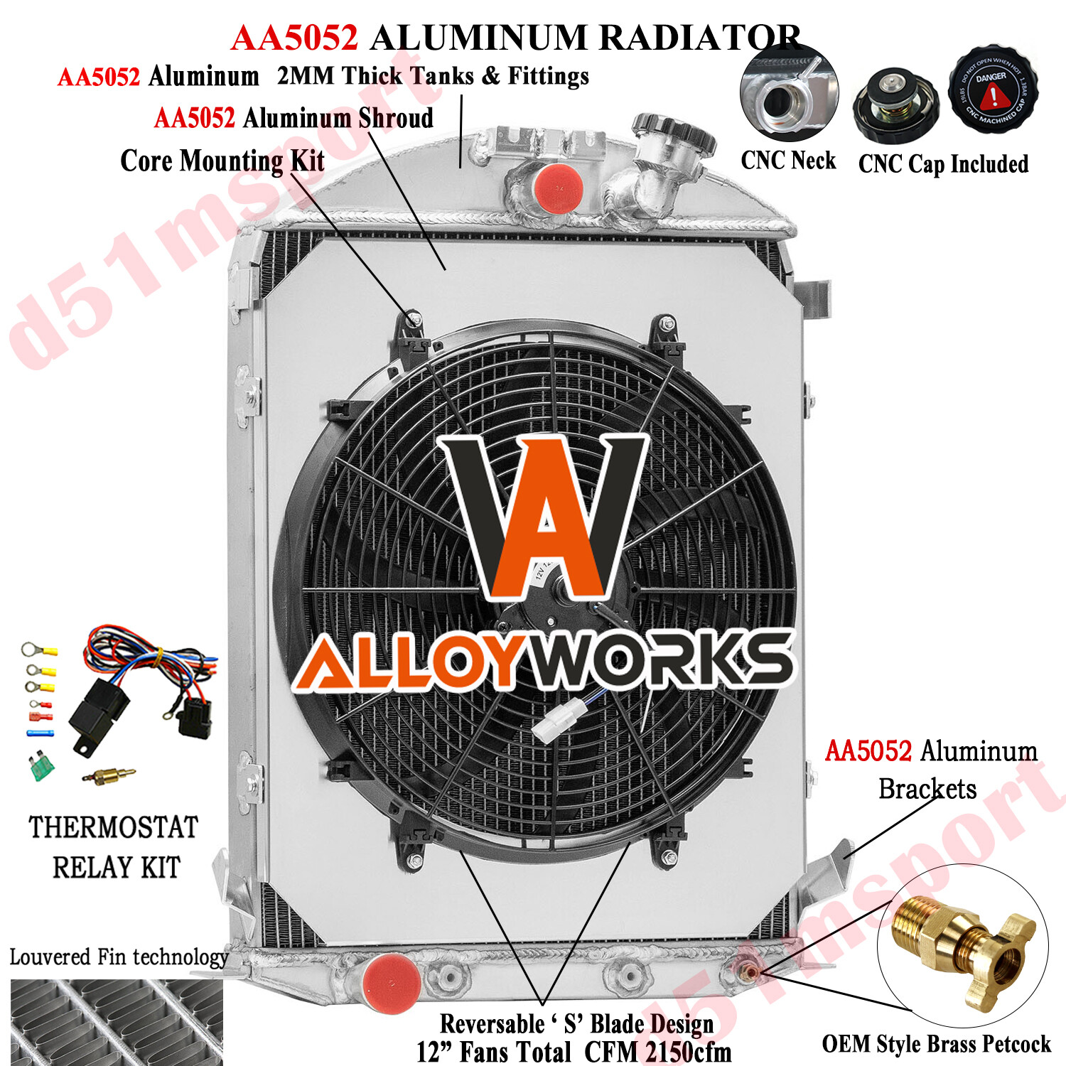 4 Row Radiator Shroud Fan Kits For 1930-1931 Ford Model Ford V8 Conversion AT