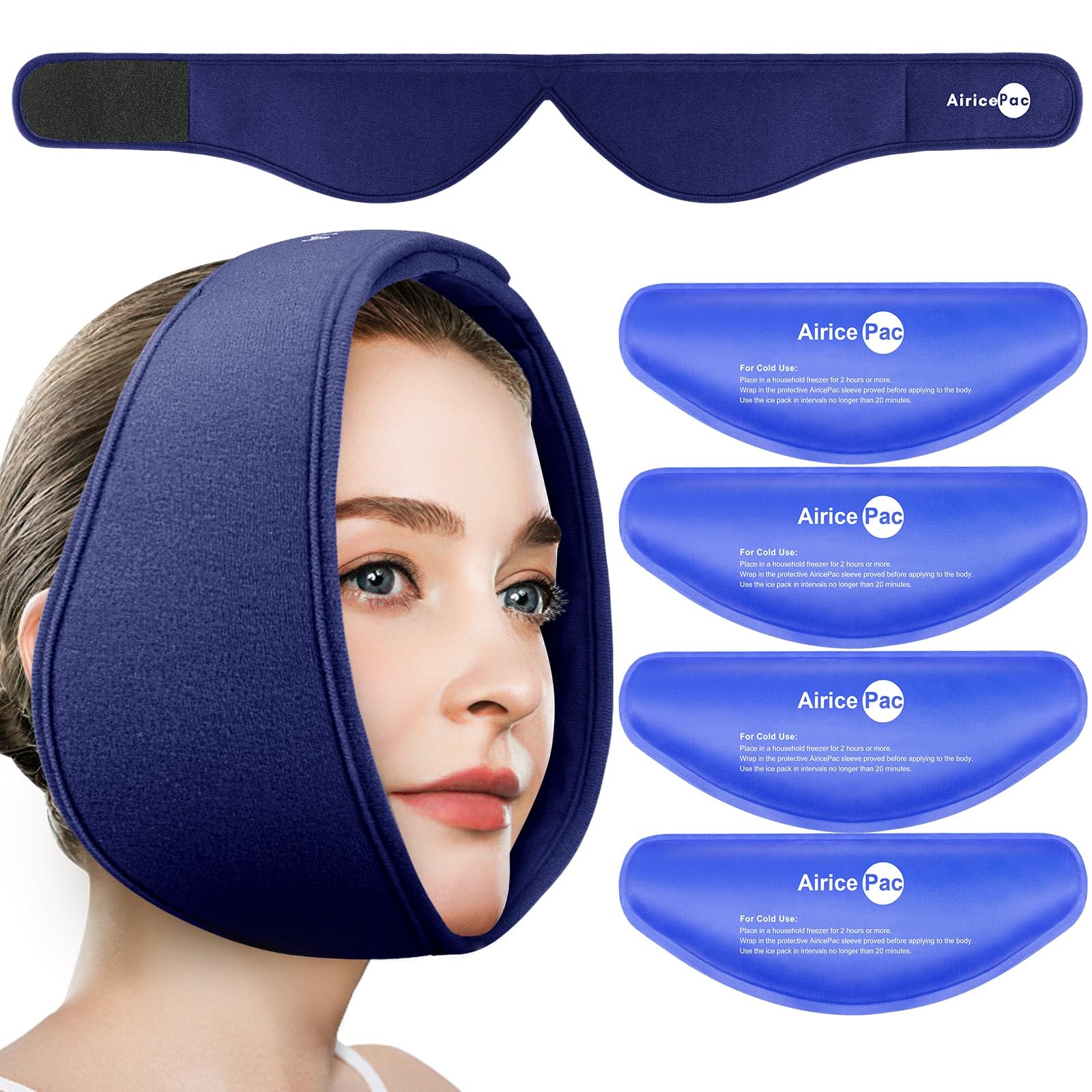 Wisdom Teeth Ice Pack Head Wrap, Face Ice Pack for Jaw Oral Surgery Pain Relief