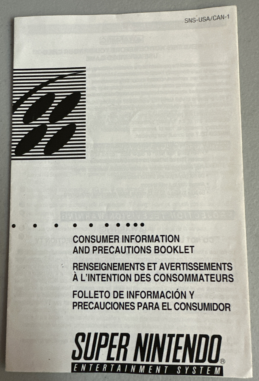 Super Nintendo Consumer Information and Precautions Booklet