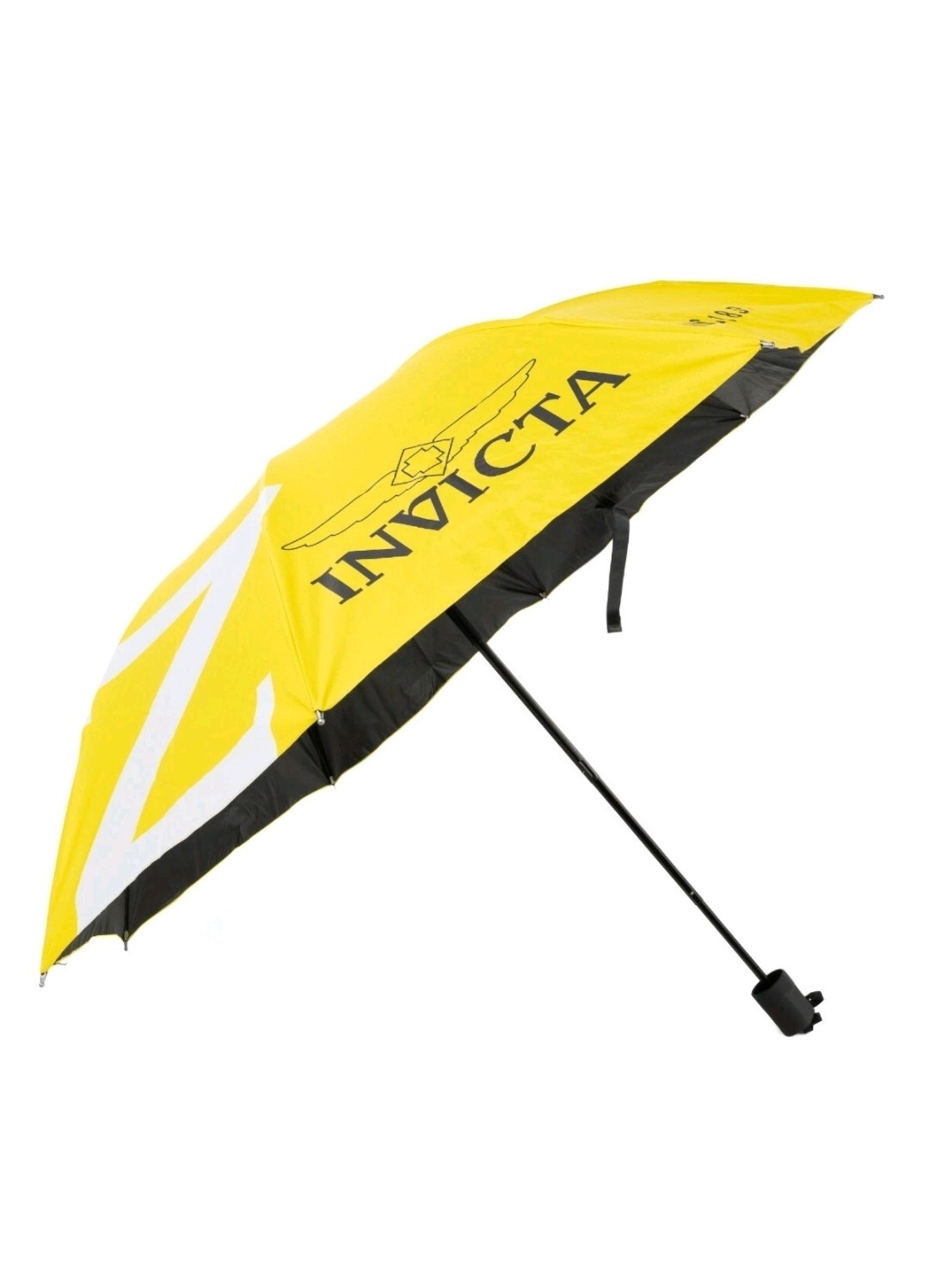 Two Invicta Yellow Black Compact Folding Men's Umbrella Stylish Travel Accessory