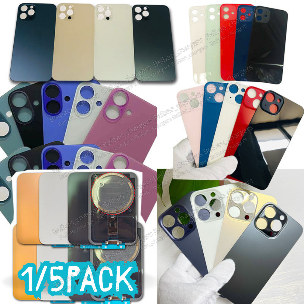 Back Glass Big Hole Rear Cover with Logo For iPhone 17 16 15 14 13 12 11 8 X Lot