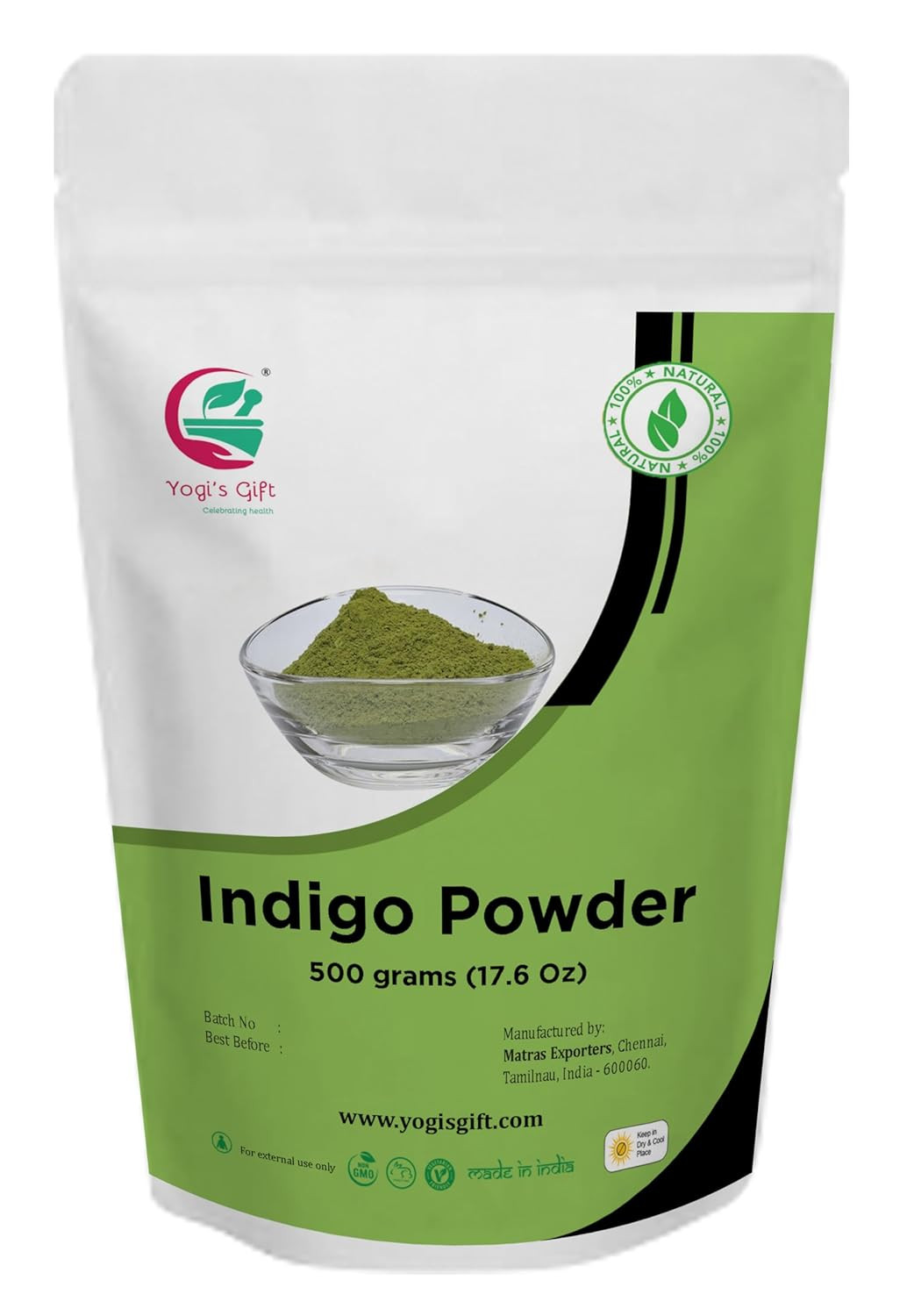 500 GRAMS | Indigo Powder for Hair (1.2 LB / 17.6 Oz) | 100% Pure & Natural | Bl