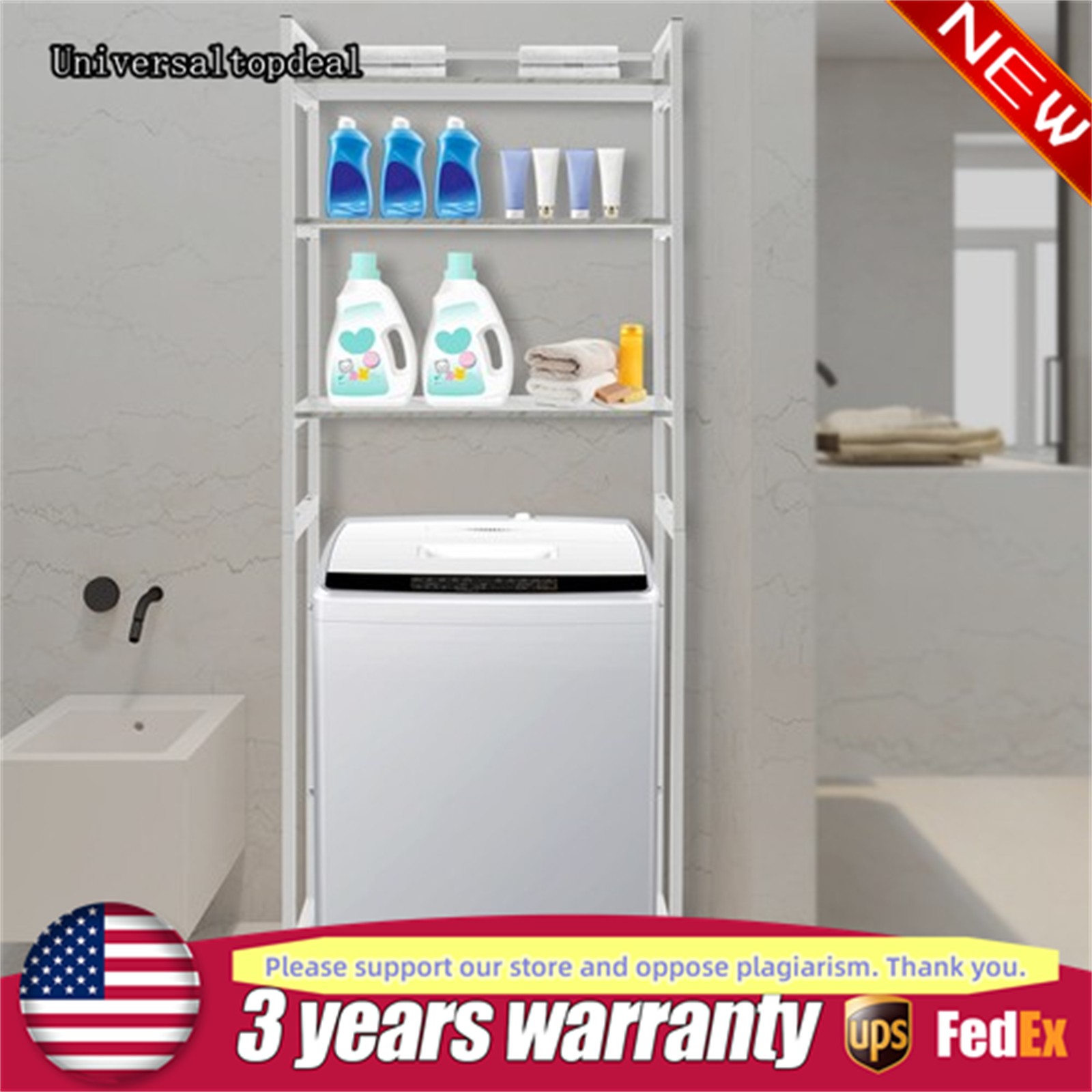 Modern Bathroom Storage Shelf Freestanding Storage Rack Bathroom Rack White NEW