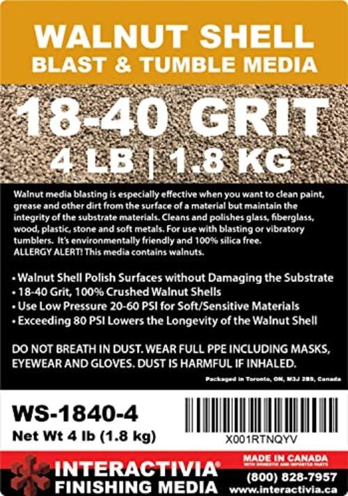 4 lbs or 1.8 kg Ground Walnut Shell Media 18-40 Grit - Fine Walnut Shells for