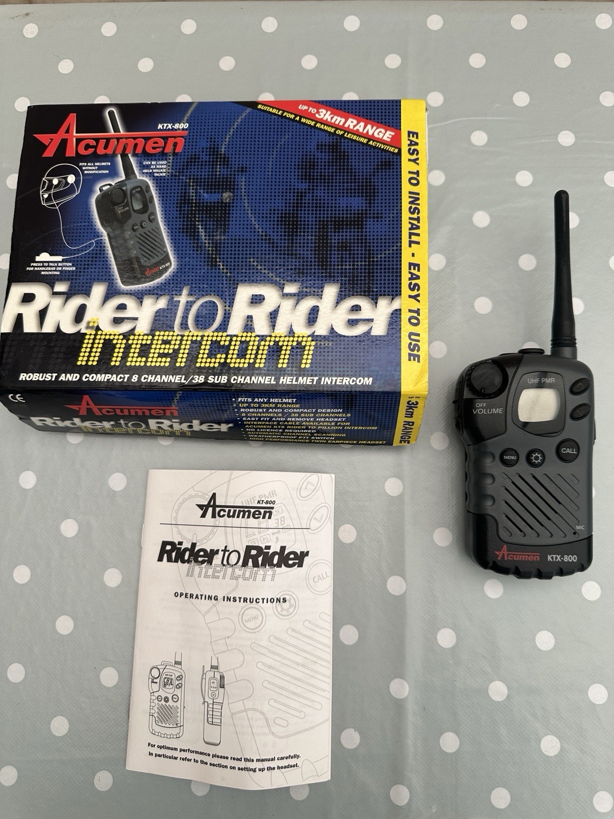 Acumen Ktx 800 PMR Rider To Rider Boxed With Manual. Walkie Talkie Only.