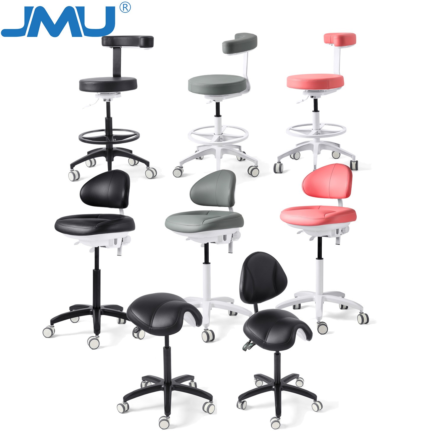 Dental Doctor Stool Chair w Footrest /Saddle Stool  Adjustable Height 350lbs