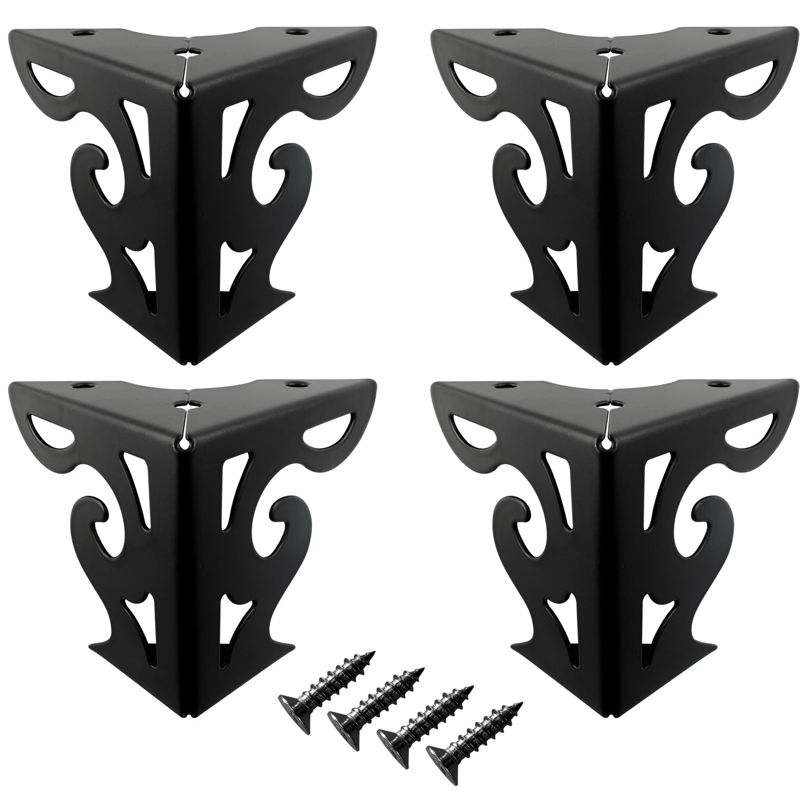 PDETVEO 4PCS 3 Inch Hollow Out Furniture Legs, Black Metal Sofa 3 Inch,
