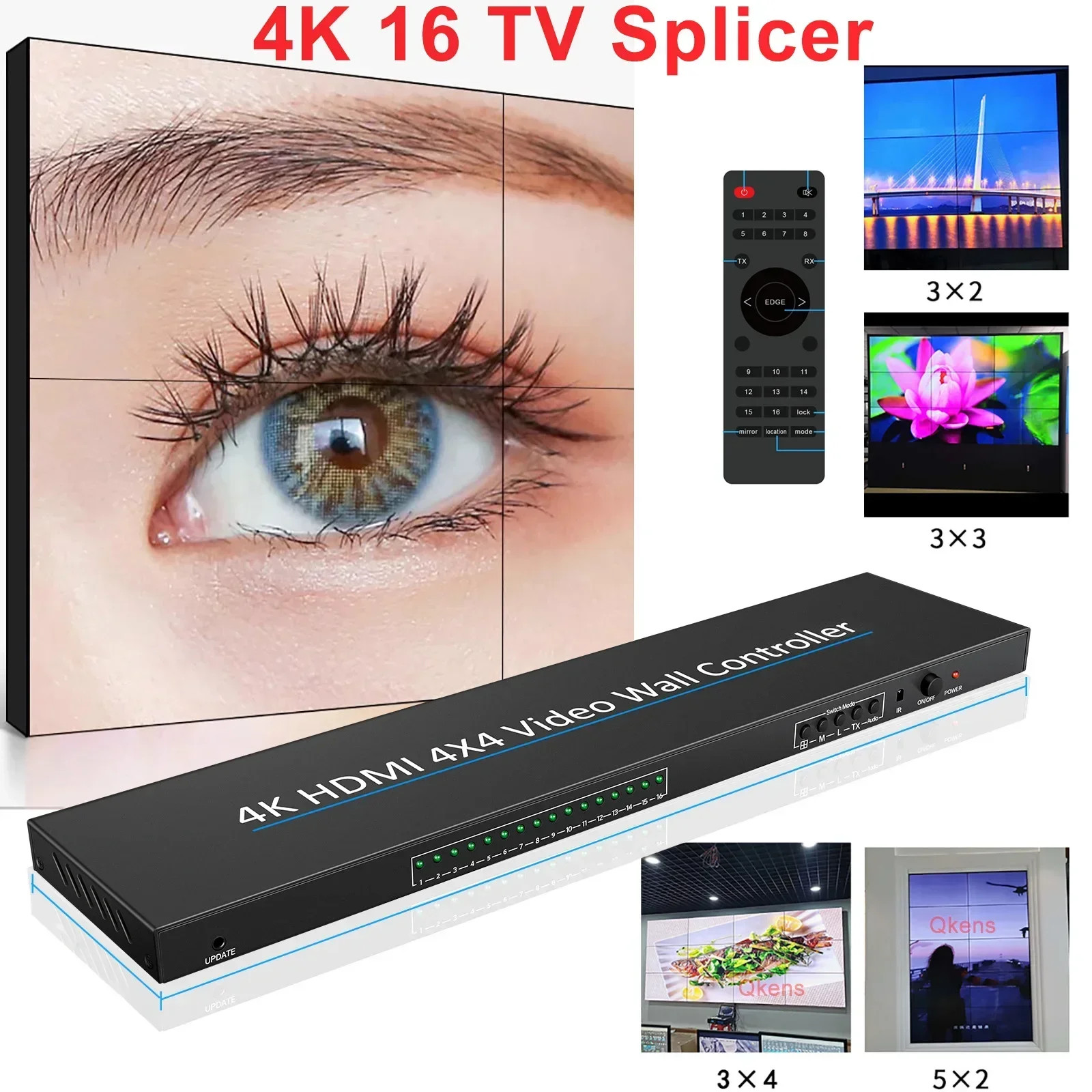 4K 4x4 HDMI TV Wall Video Splicer 2x2 3x3 3x4 2x6 3x5 HDMI Video Wall Controller