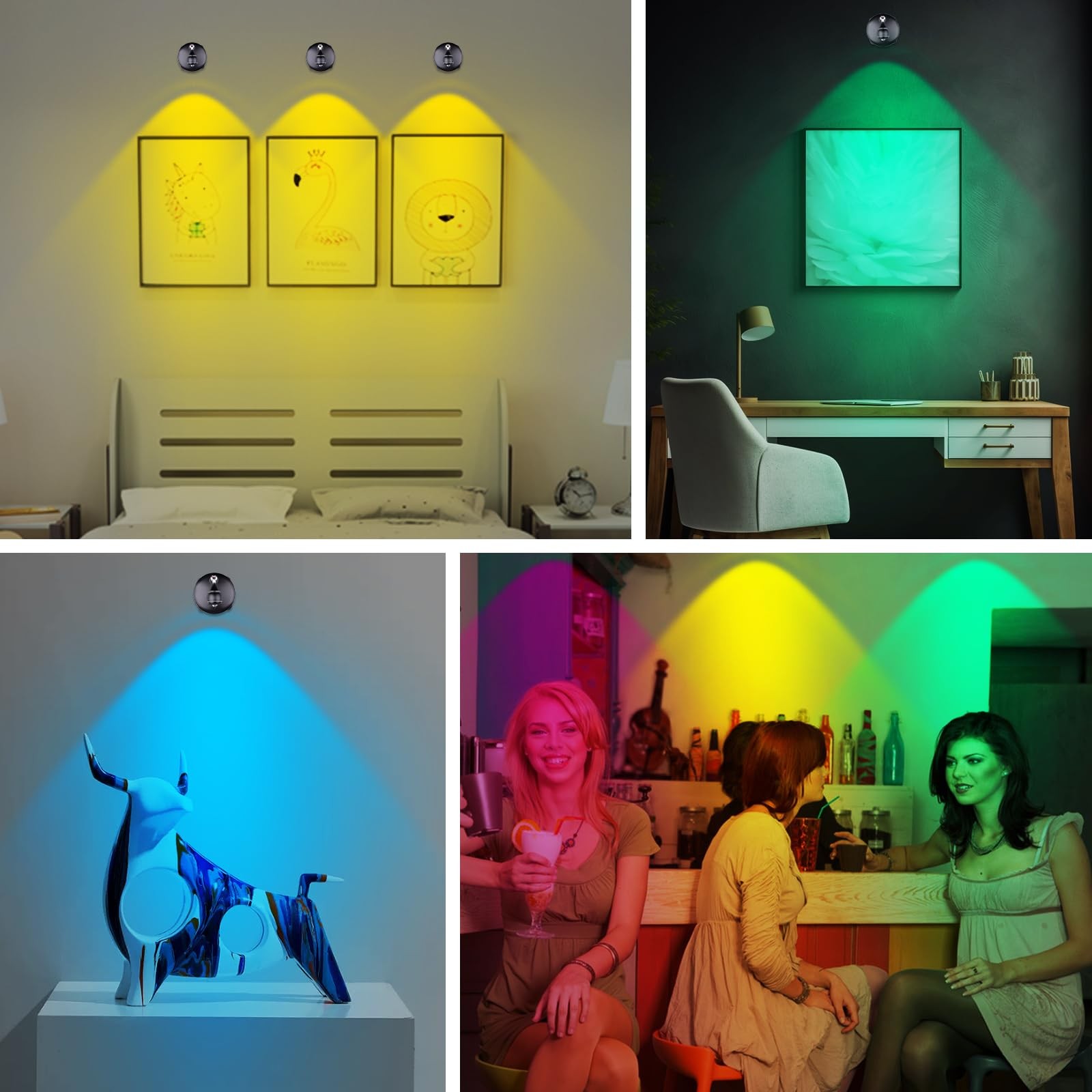 2 Pack Wireless LED Spotlight Grow Light Battery Operated Picture Light