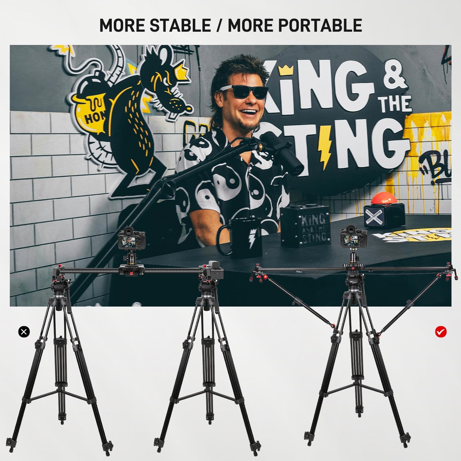 GVM Camera Slider Support Arm,Stabilizer Adjustable Tripod Stability Arm