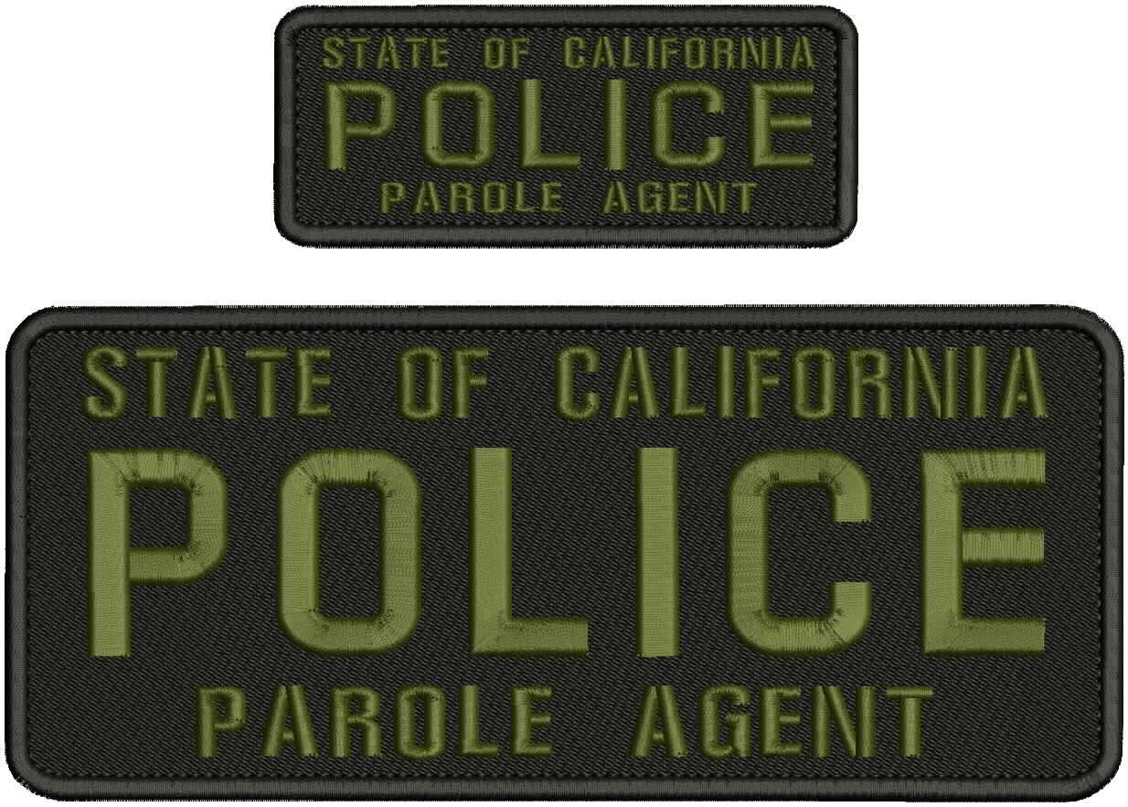 STATE of California POLICE PAROLE AGENT embroidery patch 4x10 and 2x5 hook od