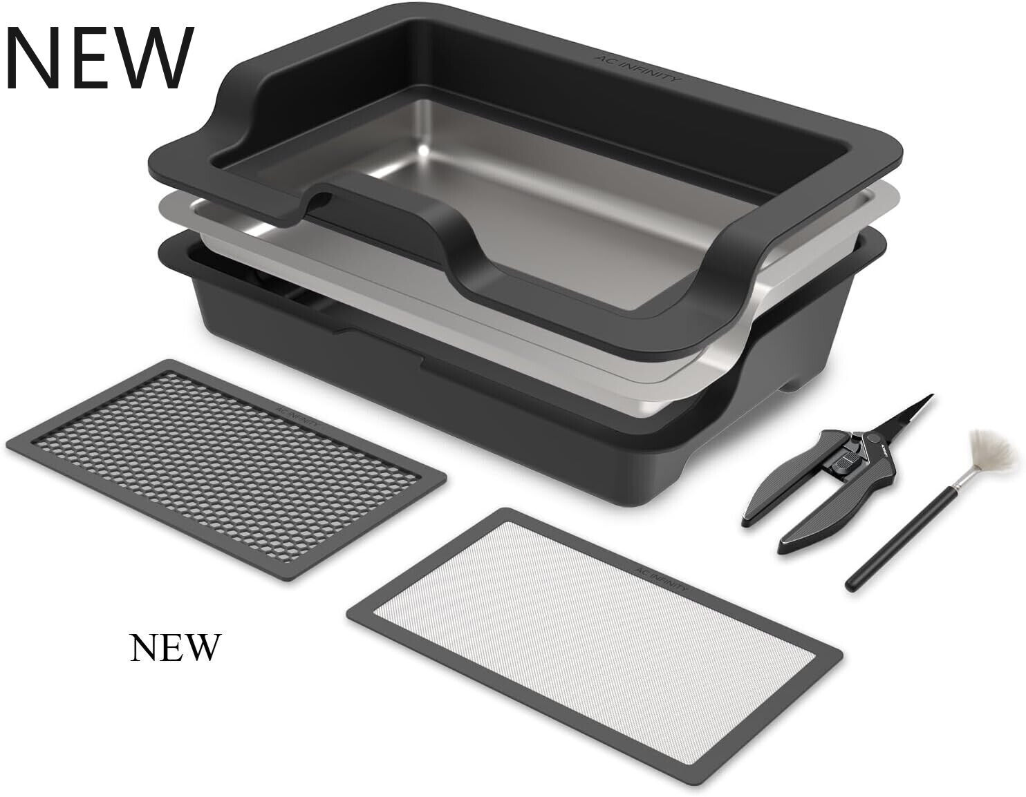 AC Infinity Large Trim Tray System 20-Inch,Interchangeable 3-Tray,2-Screen Kit..