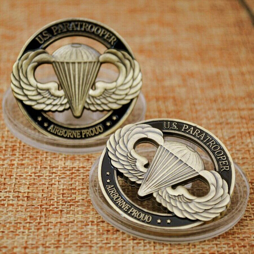 Challenge Coin Military US Paratrooper Army Always Earned Never Given Gift Medal