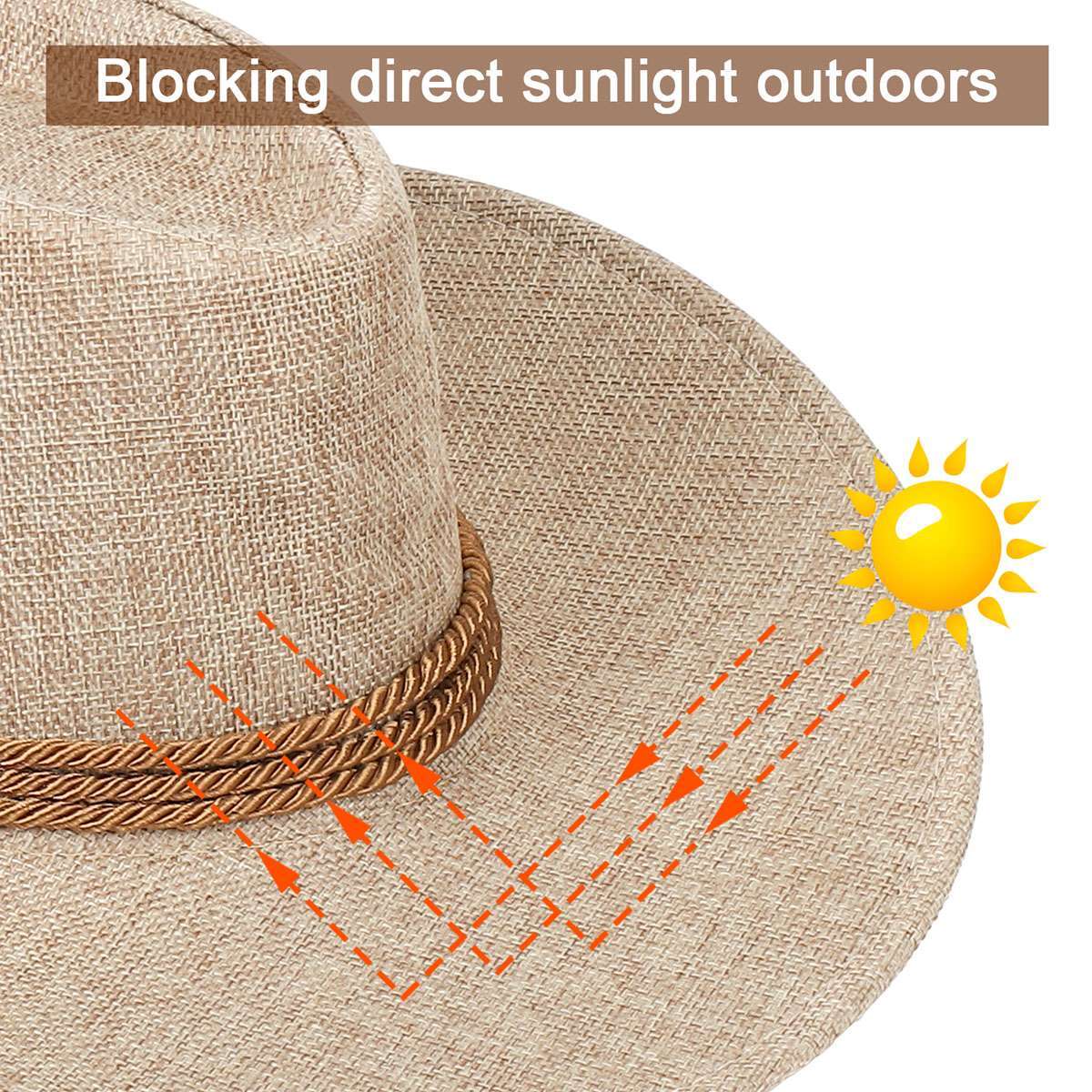 Mens Women Cowboy Fedora Hat Summer Wide Brim Linen Mesh Bucket Cap Outdoor Hats