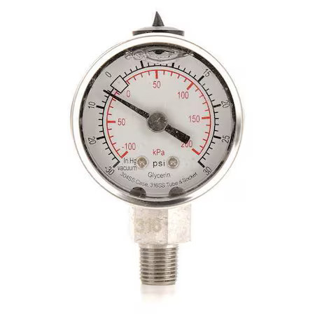 Zoro Select 4Cfd9 Commercial Compound Gauge, 30 To 0 To 30 Psi, 1 1/2 In Dial,,