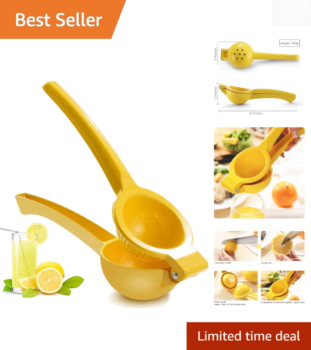 Ergonomic Handheld Citrus Juicer for Lemon & Lime - Easy Clean Yellow Metal Tool