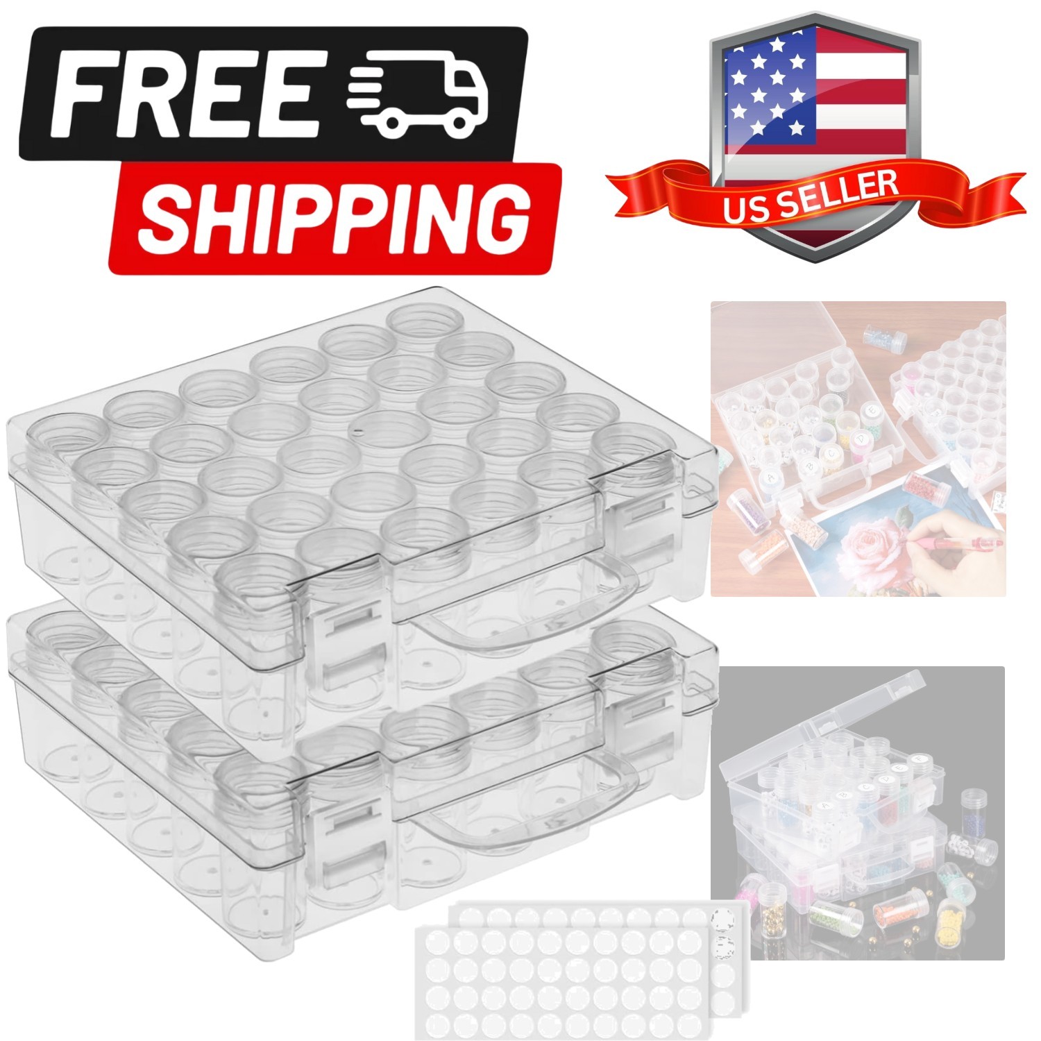 Bead Organizer, Bead Containers, 30 Grids Diamond Painting Storage Containers...