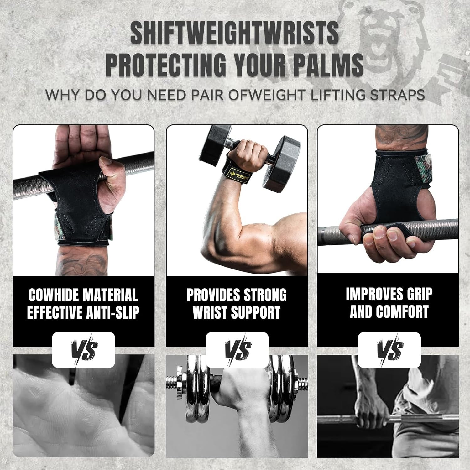 Ergonomic Double Leather Gym Lifting Straps for Deadlifts & Power Training