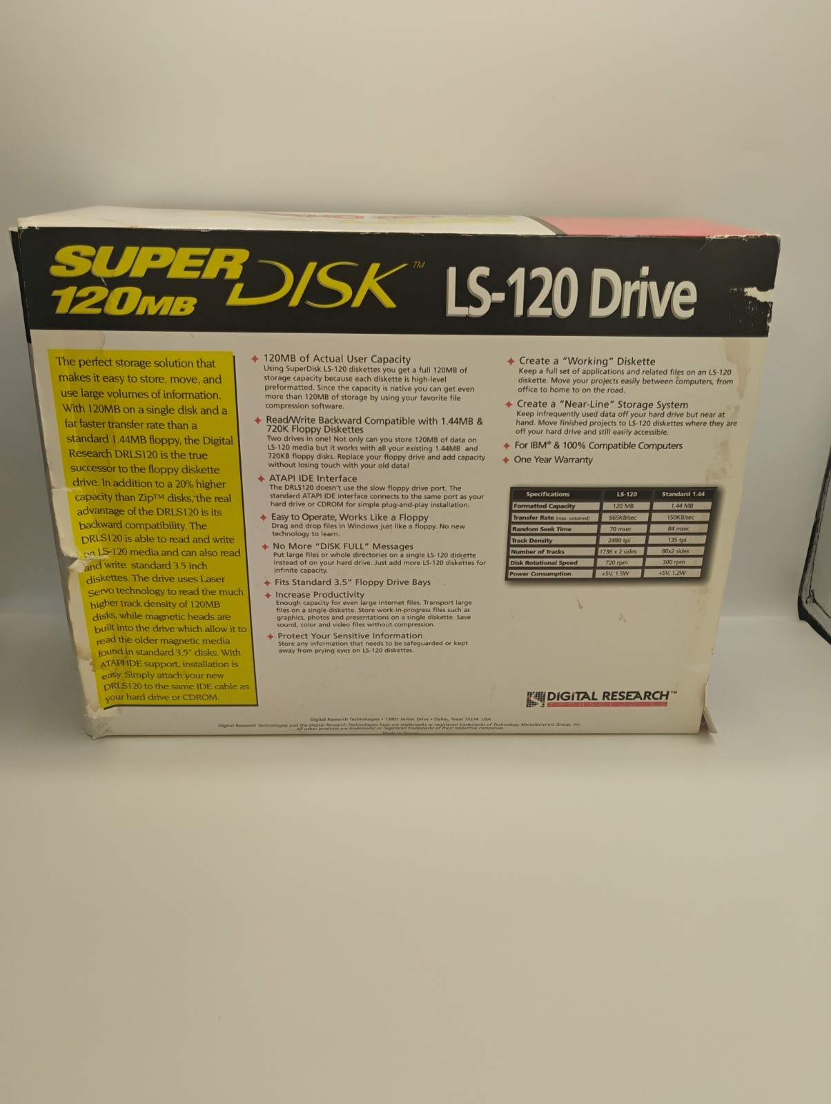 Digital Research SuperDis LS-120 Drive 120MB Floppy Super Disk OPEN BOX