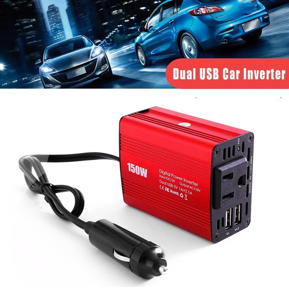 150W Power Inverter Supply Car Charger Adapter DC 12V to AC 110V 120V USB Laptop