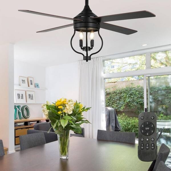 Oaks Aura Montez 52 in. Indoor Black 4-Light Farmhouse Modern Ceiling Fan