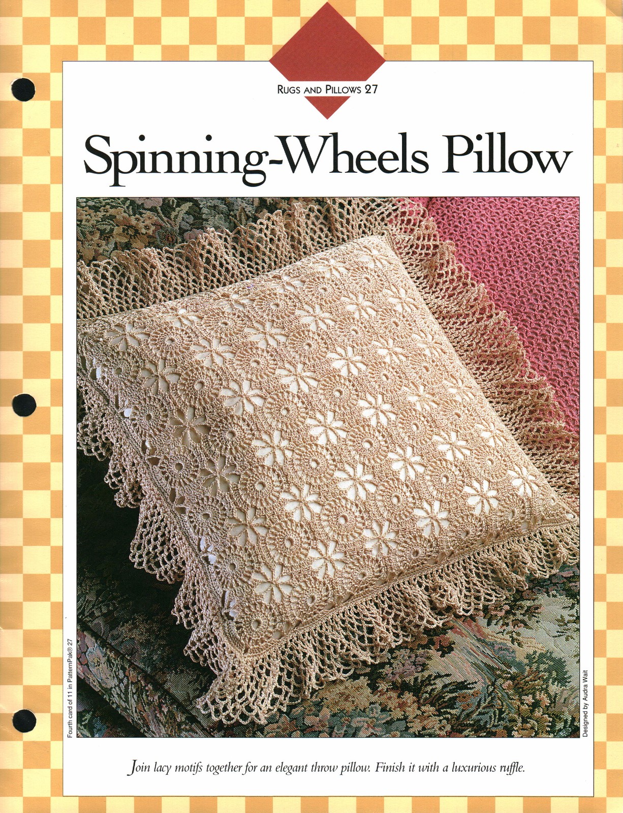 Spinning-Wheels Pillow - Rugs & Pillows 27 | Vanna Crochet Faves 85270-D