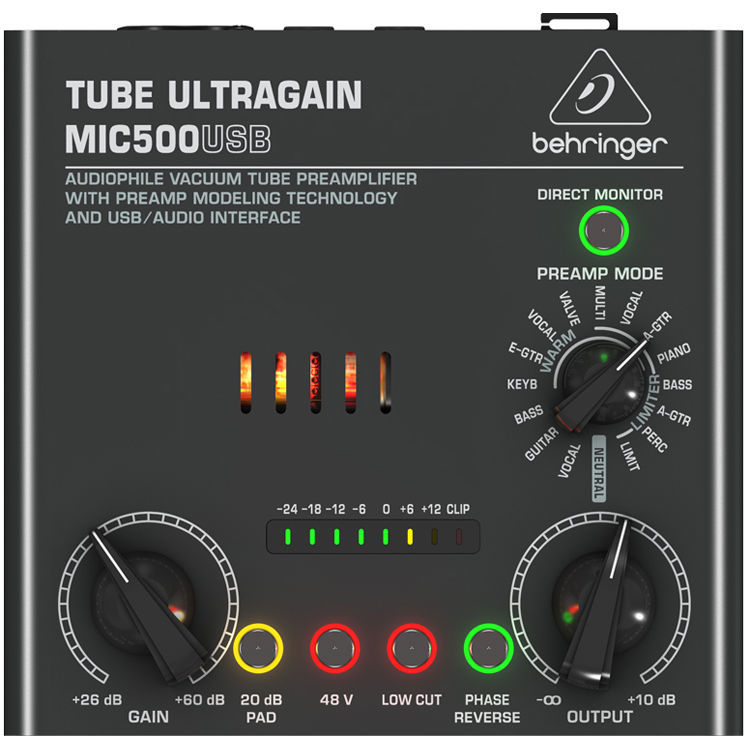 Behringer TUBE ULTRAGAIN MIC500USB Vacuum Tube Preamp Auth Dealer Free Shipping!