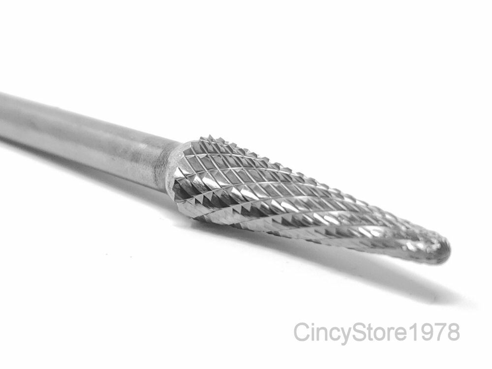 SL3D 14 Degree Taper Radius Carbide Burr Bur Cutting Tool Die Grinder Bit 1/4"