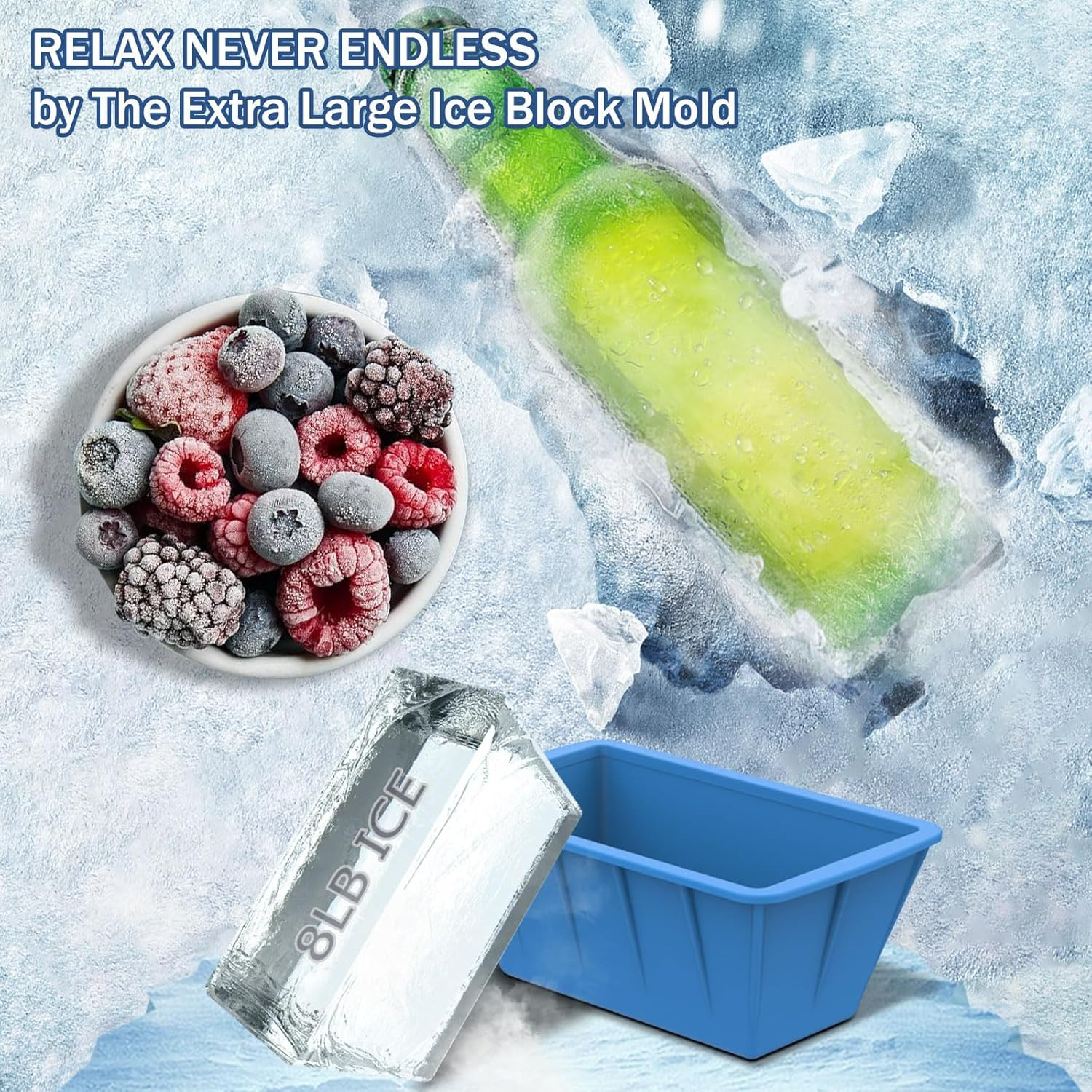 Extra Large Ice Cube Molds 4Pack 32LB Silicone Large Ice Cube Molds for Cold Plu