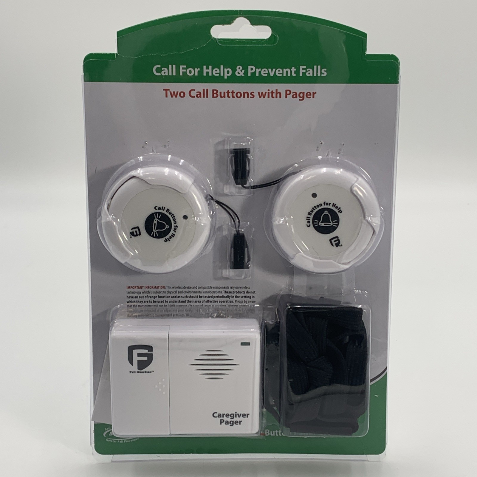 Smart Caregiver Two Call Buttons & Wireless Caregiver Pager 2 Audible Alarms