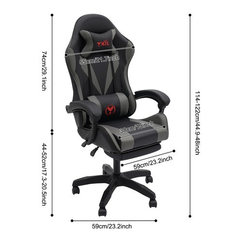 Gaming Chair Bluetooth Speaker Ergonomic Office Chair W/ Lumbar Pillow 5 Wheels