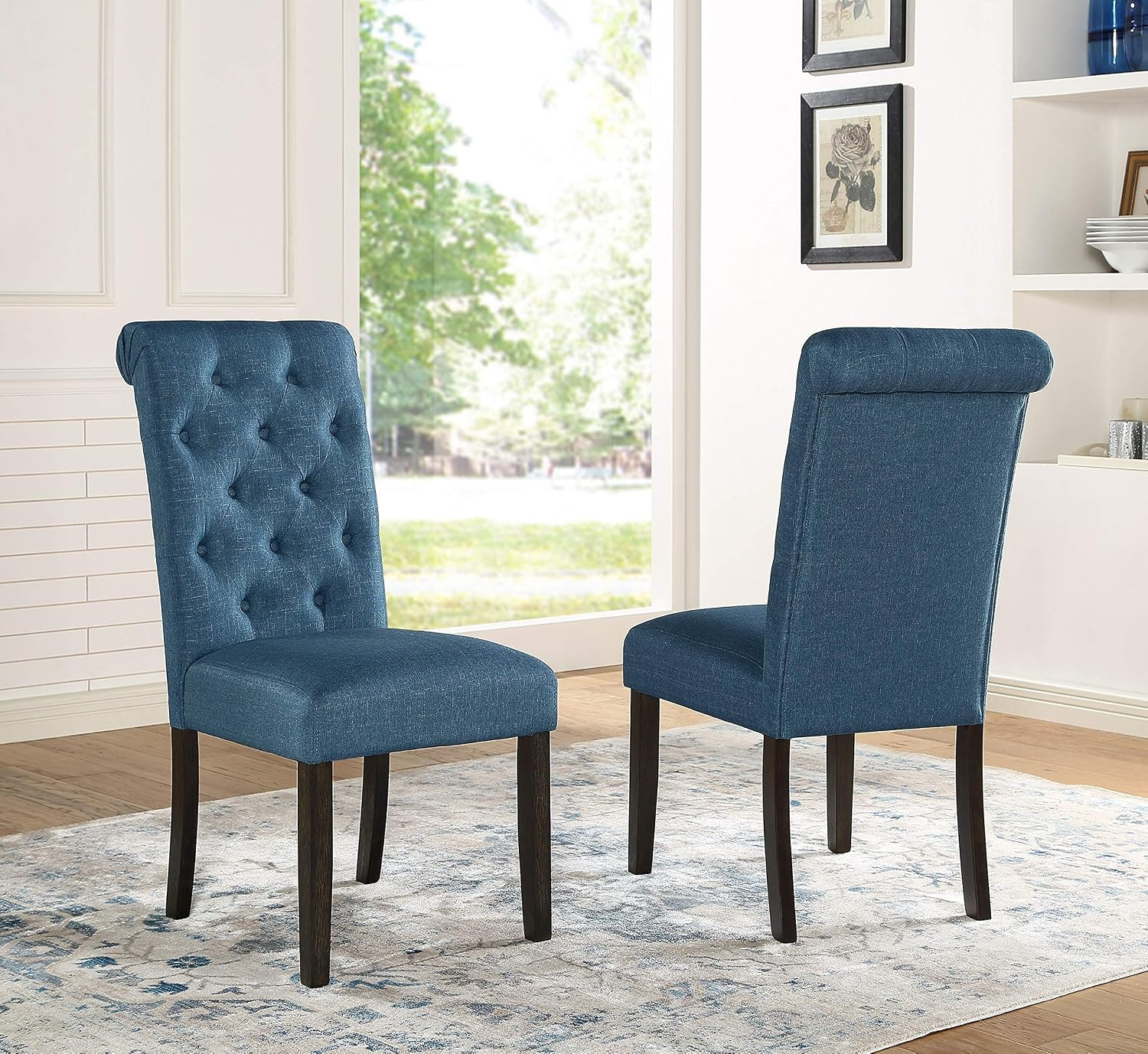 Leviton Wood Dining Set, Table with 6 Chairs, Blue