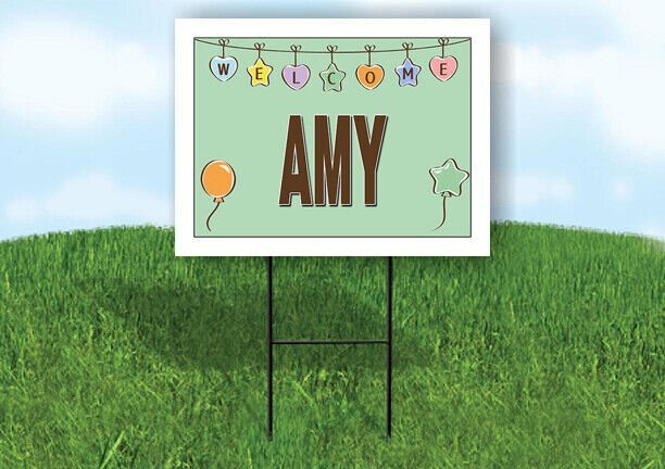 AMY WELCOME BABY GREEN  18 in x 24 in Yard Sign Road Sign with Stand