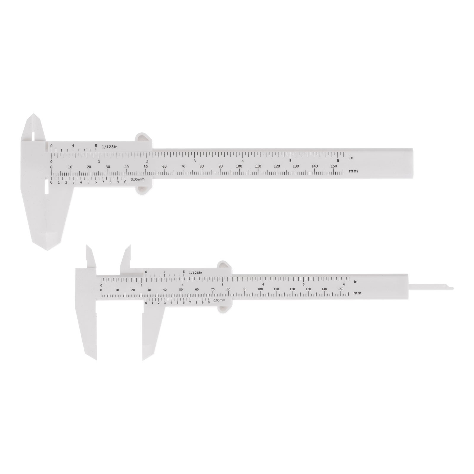 20pcs Mini Plastic Vernier Caliper 6" Metric Inch Sliding Gauge Ruler, White