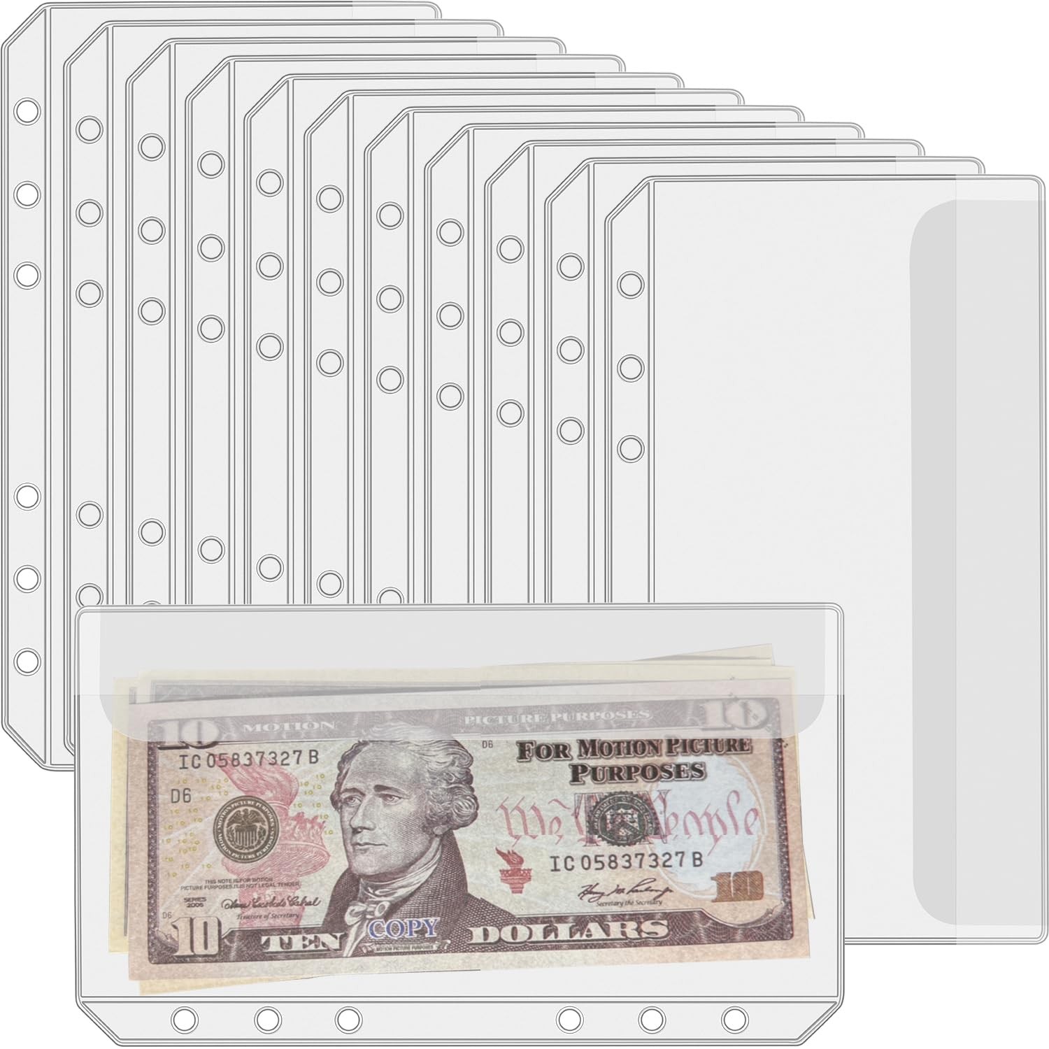 UMSICHT 12PCS A6 Binder Pockets with No Zippers, Zipless