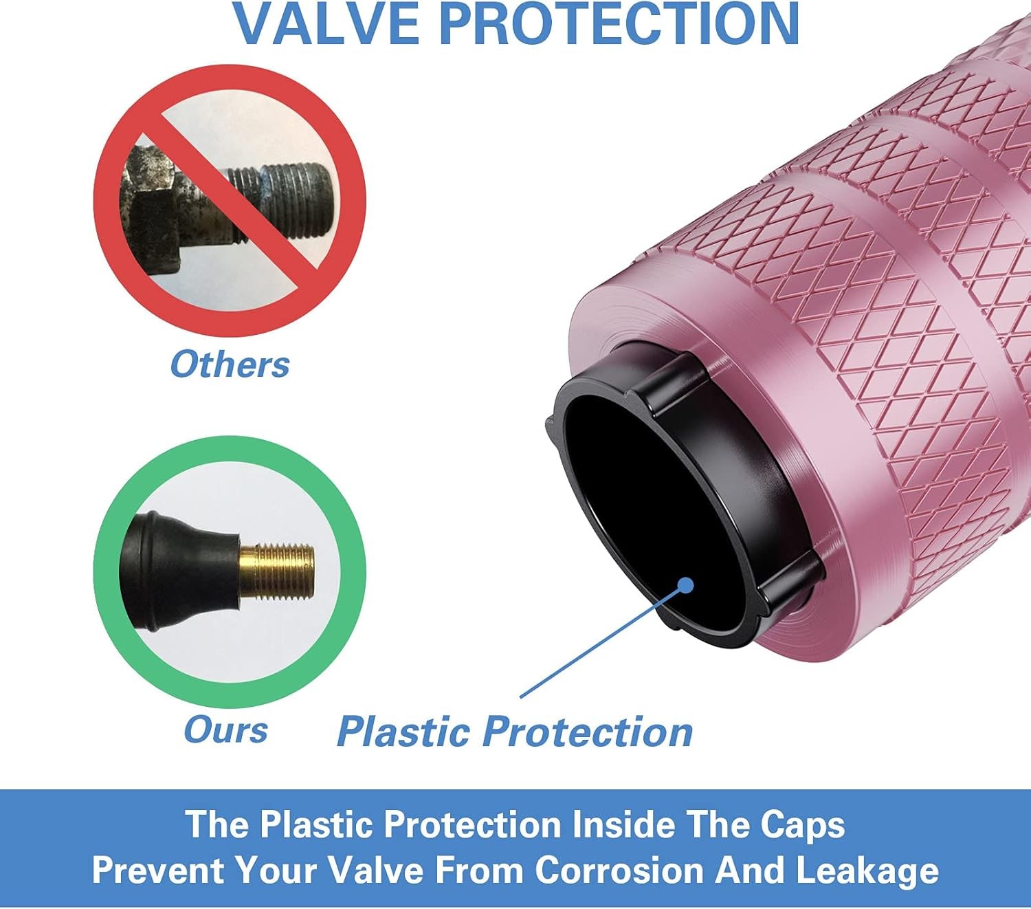 Tire Valve Stem Caps, Pink, 4 pcs/Pack, Anodized Aluminum Tire Valve Cap Set, Co