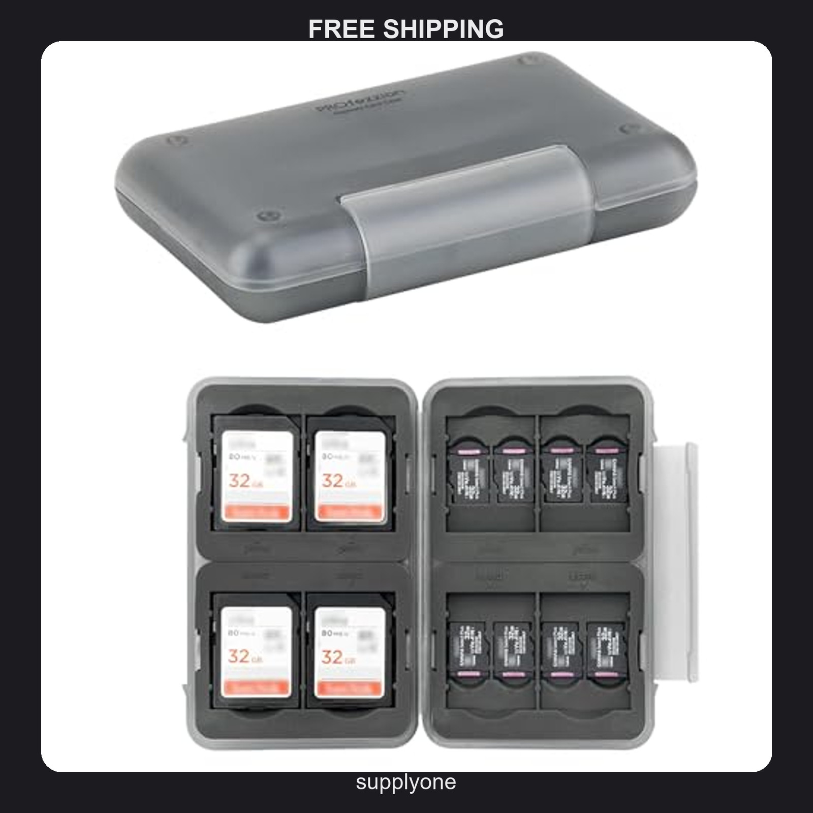 PROfezzion 24-Slot Memory Card Case Grey Hard Shell SD Storage Holder