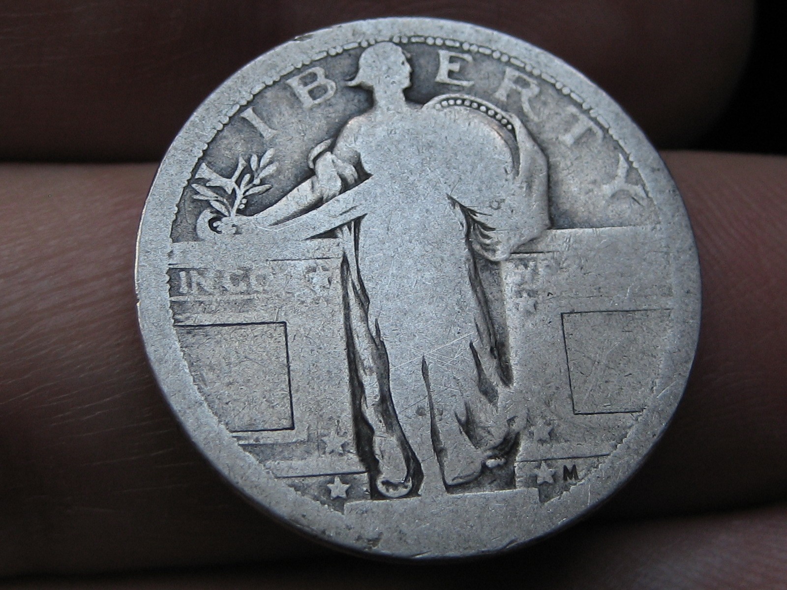 Dateless Silver Standing Liberty Quarter, Type 1 Variety Minted in 1916 and 1917