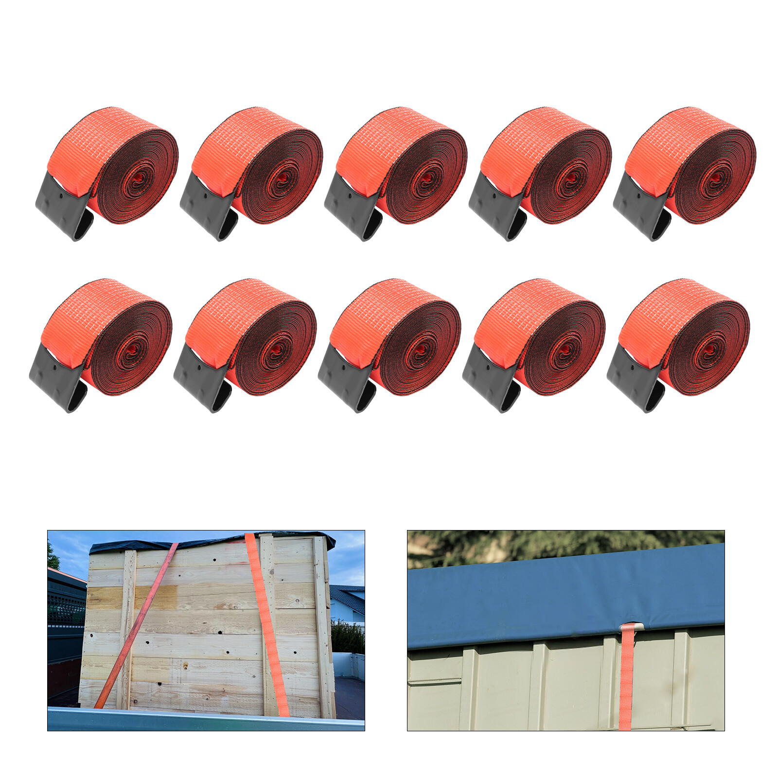 10 Pack 4"x30' Winch Straps w/ Flat Hook Flatbed Truck Trailer Tie Down Strap