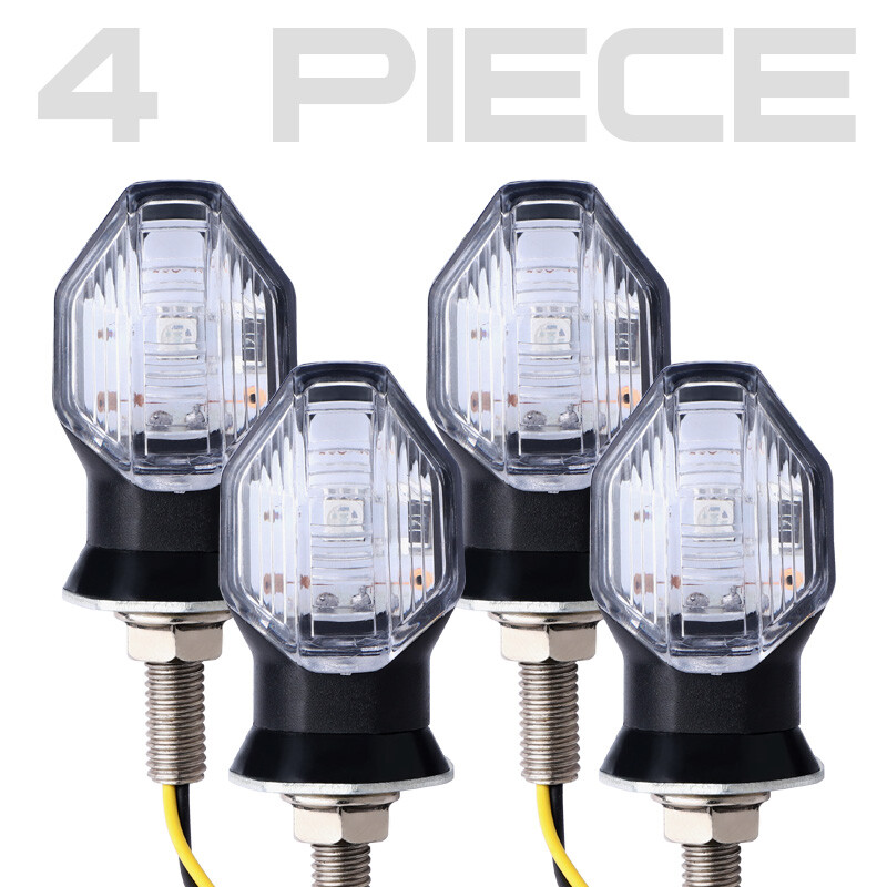 4x Clear Motorcycle Mini LED Turn Signal Light Blinker Amber Indicator Universal