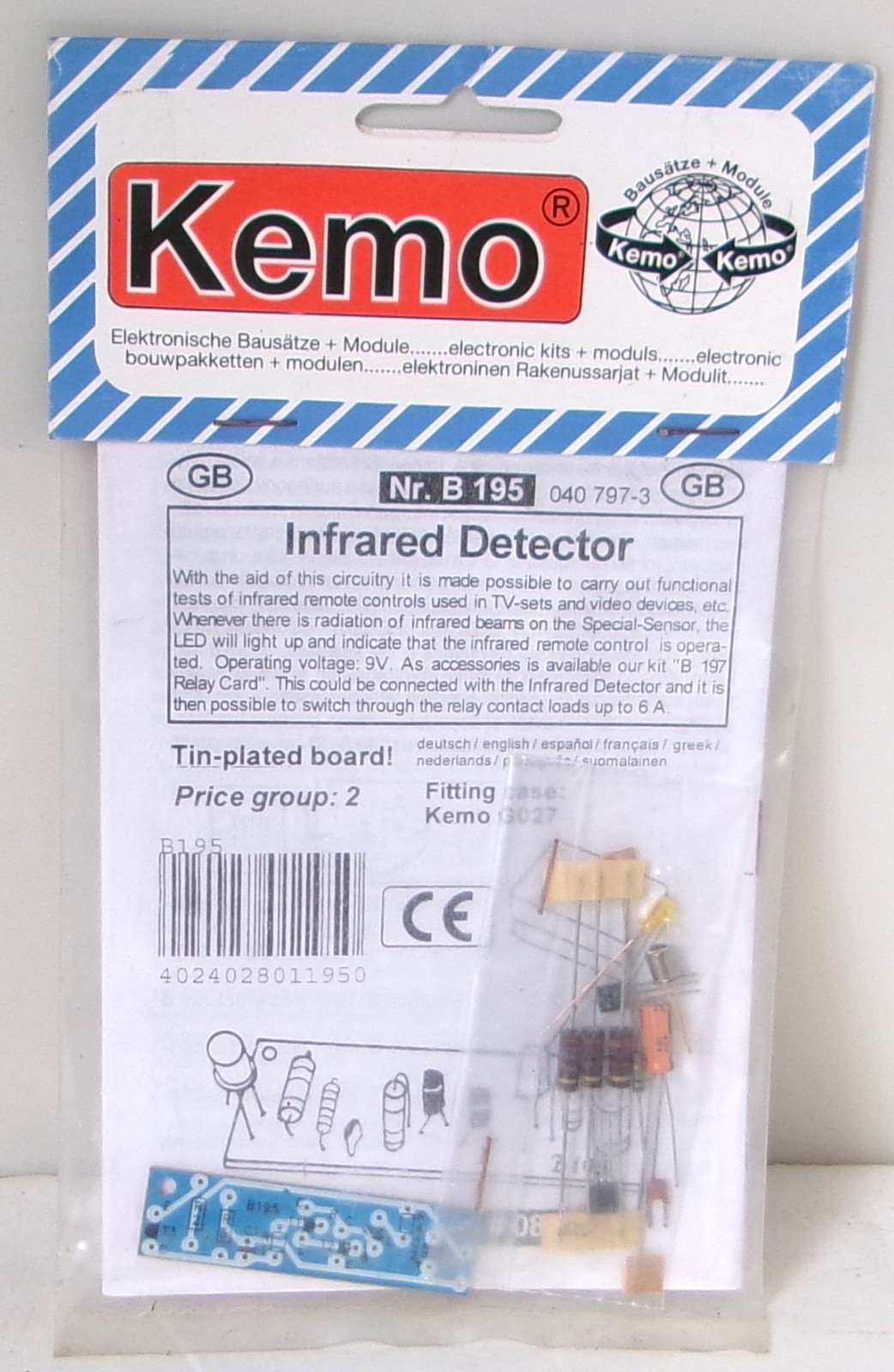 Kemo Germany B195 Infrared Detector Electronic Project Kit NOS New Sealed DIY