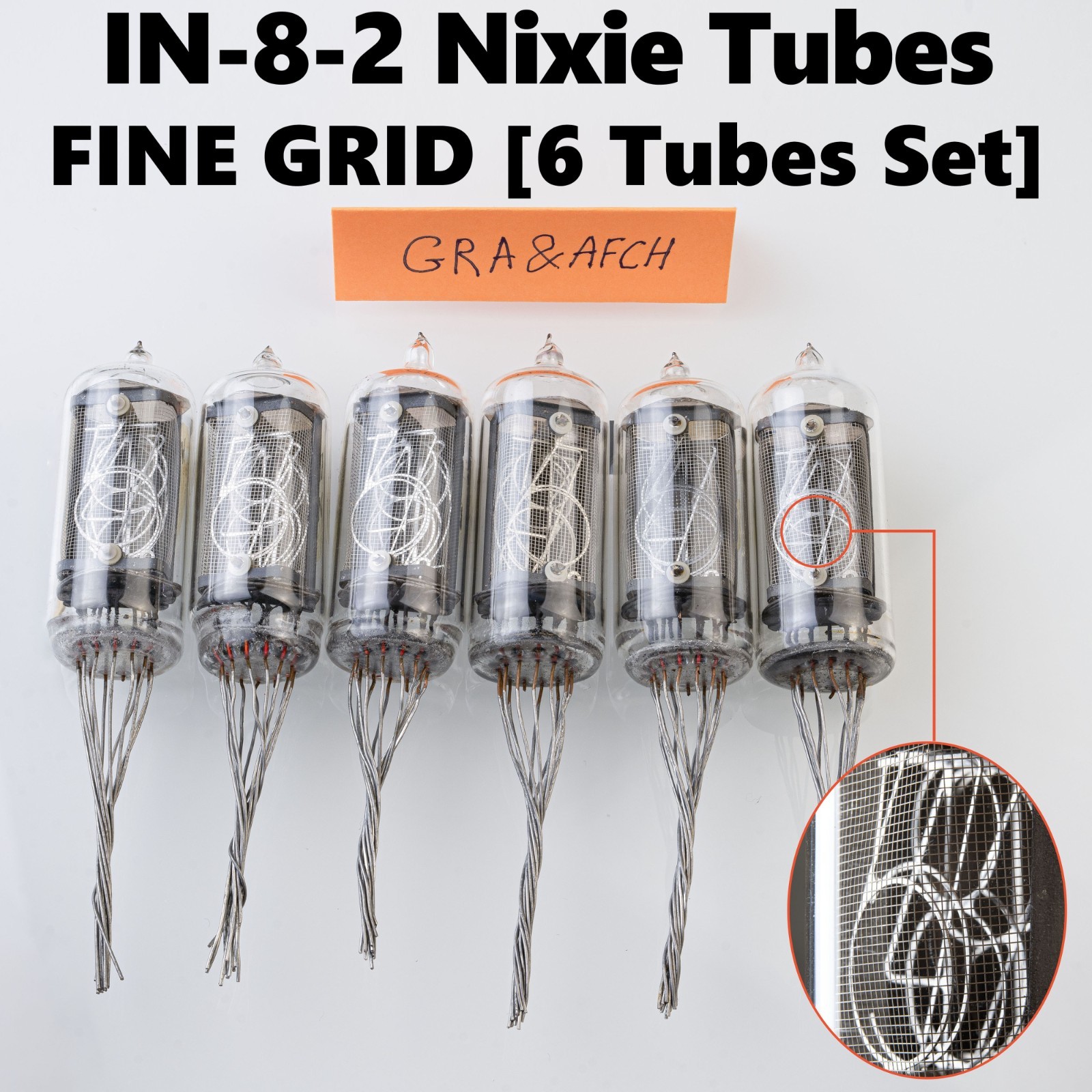 Nixie Tubes IN-8-2 Very Rare FINE GRID  NEW TESTED [6 Tubes SET] FAST DELIVERY