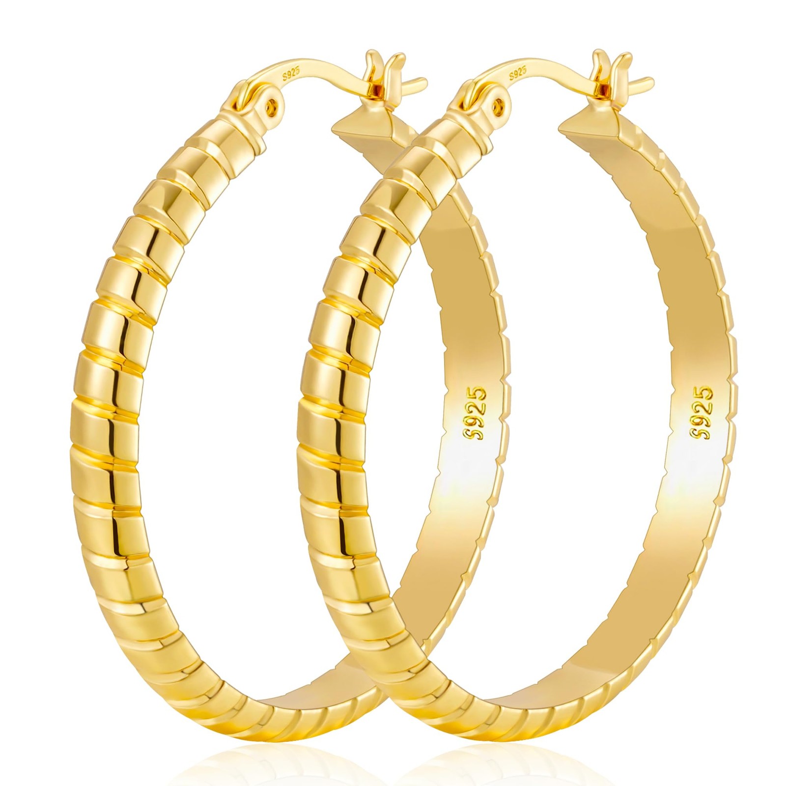 Weddinen Gold Hoop Earrings - Large, Thick, Hypoallergenic, 40mm, Gold-40mm