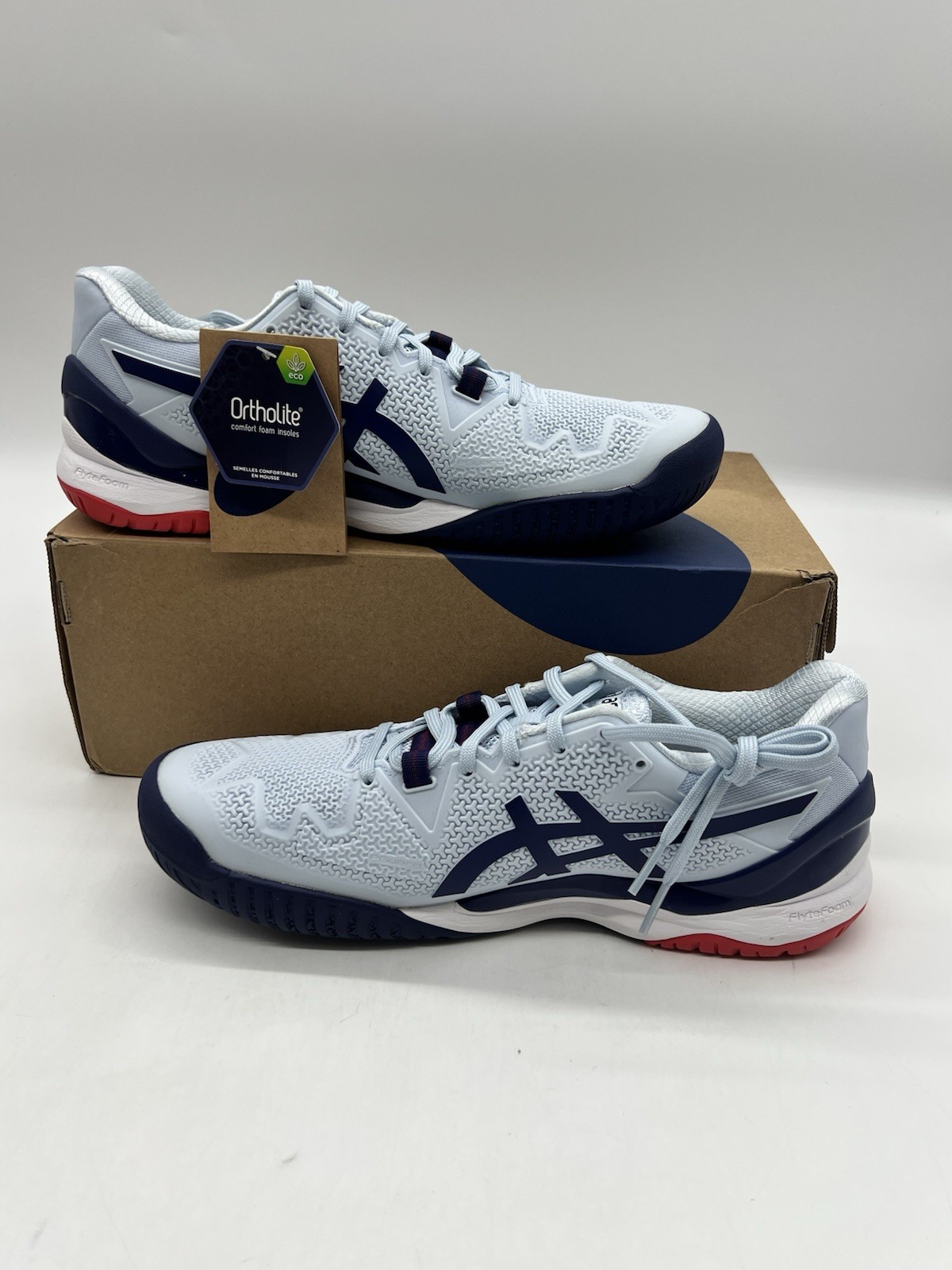 Asics Gel Resolution 8 Women 9.5 Wide Soft Sky Dive Blue Tennis Sneakers Shoes.