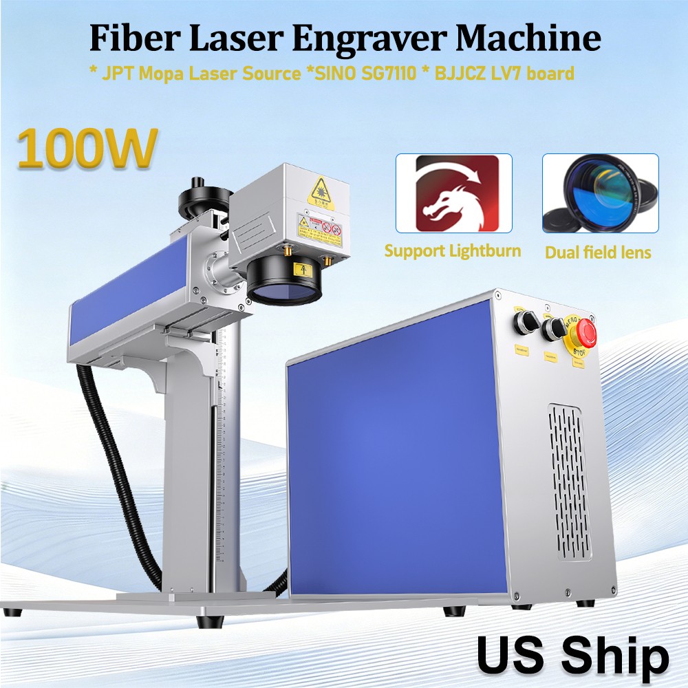 JPT 100W M7 Mopa Fiber Laser Engraving Machine Color Mark Metal DIY Marking US