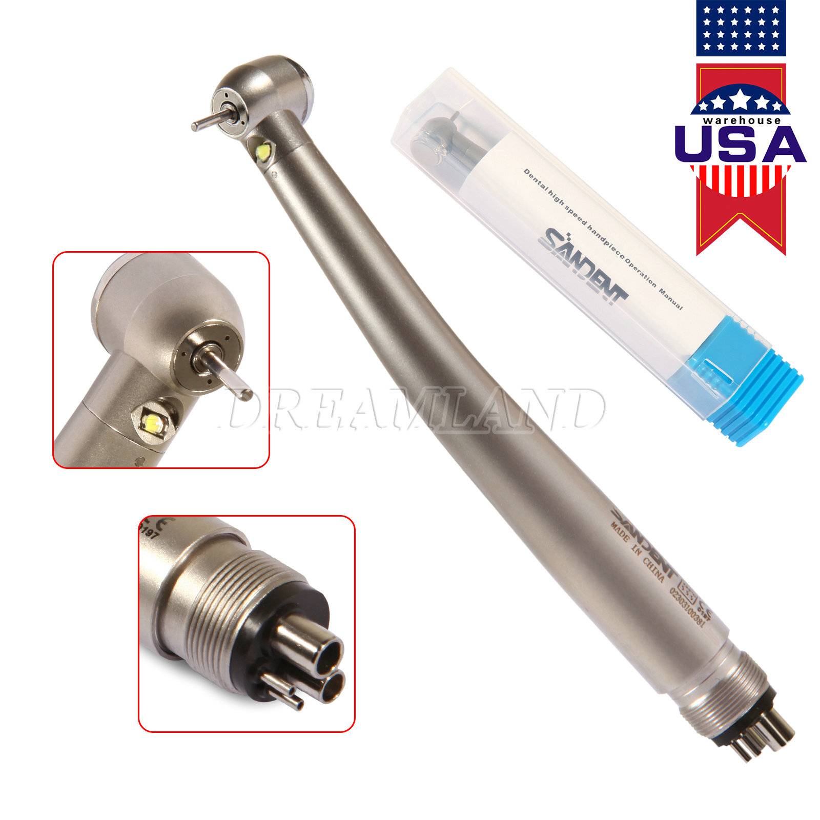 KAVO Style Dental LED Fiber Optic High Speed Handpiece 3 Spray 4 hole