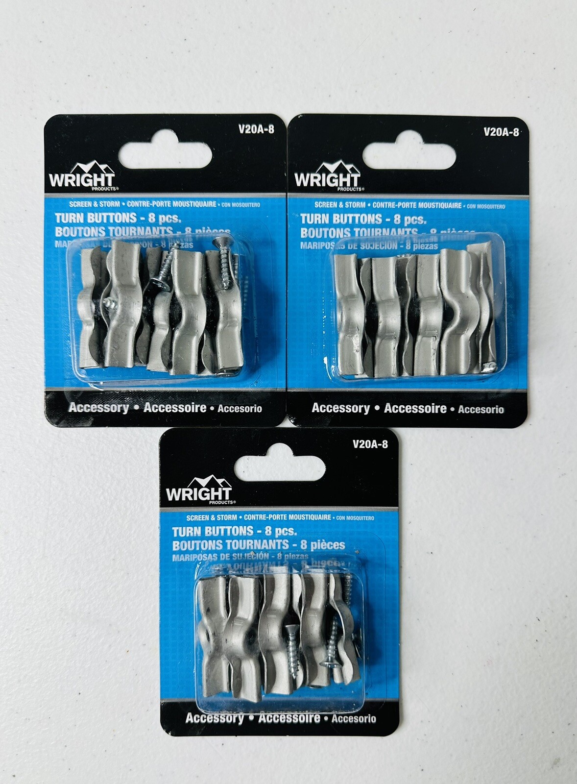 Lot of 3 (8-Pk) Wright Products Screen Door Turn Button 1-3/4” V20A-8