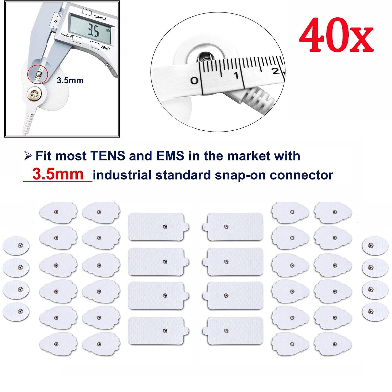 40 TENS Electrode Pads EMS Replacement S+M+L Pads Muscle Stimulator New