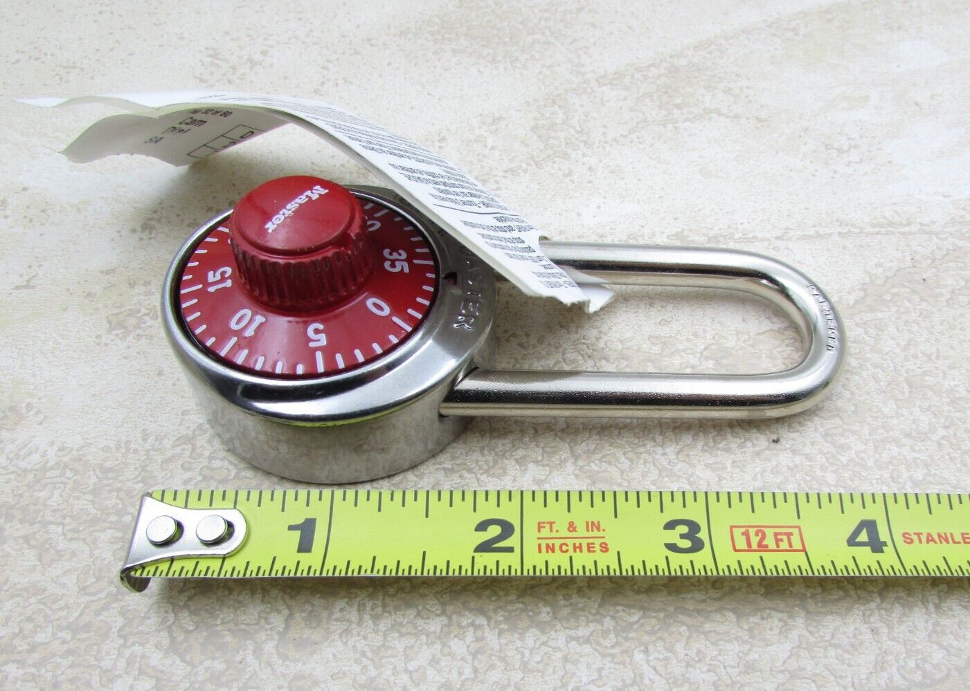 Master Lock 1502LH RED General Security Combo Long Padlock LH Shackle Red Dial